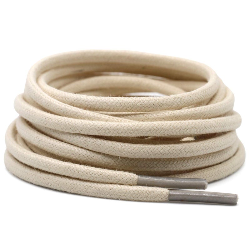 DELELE 2 Pair 39 inch Beige Round Waxed Oxford Shoe Laces for Dress Shoes and Boots - Image 3